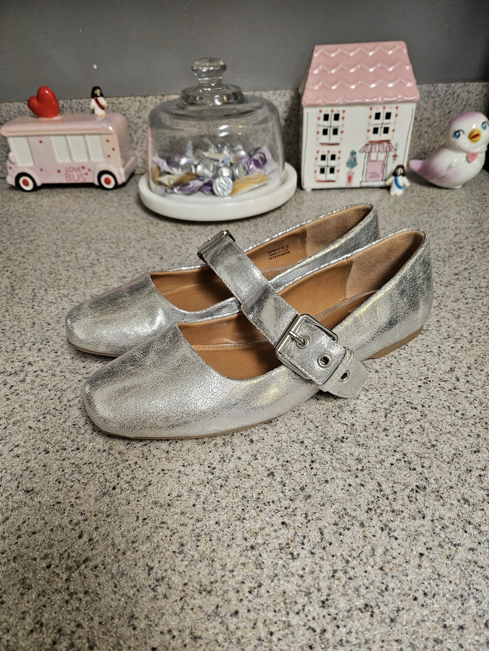 Dolce Vita Girls Silver Mary Jane Flats with Buckle